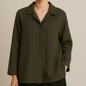 Habitat Clothes To Live In Green Button Down Collared Shirt Womens Size XL 31208